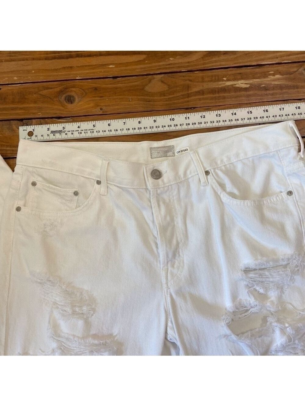 MOTHER The loosey ripped white high rise jeans button fly strech 100% cotton 31 - Picture 8 of 16